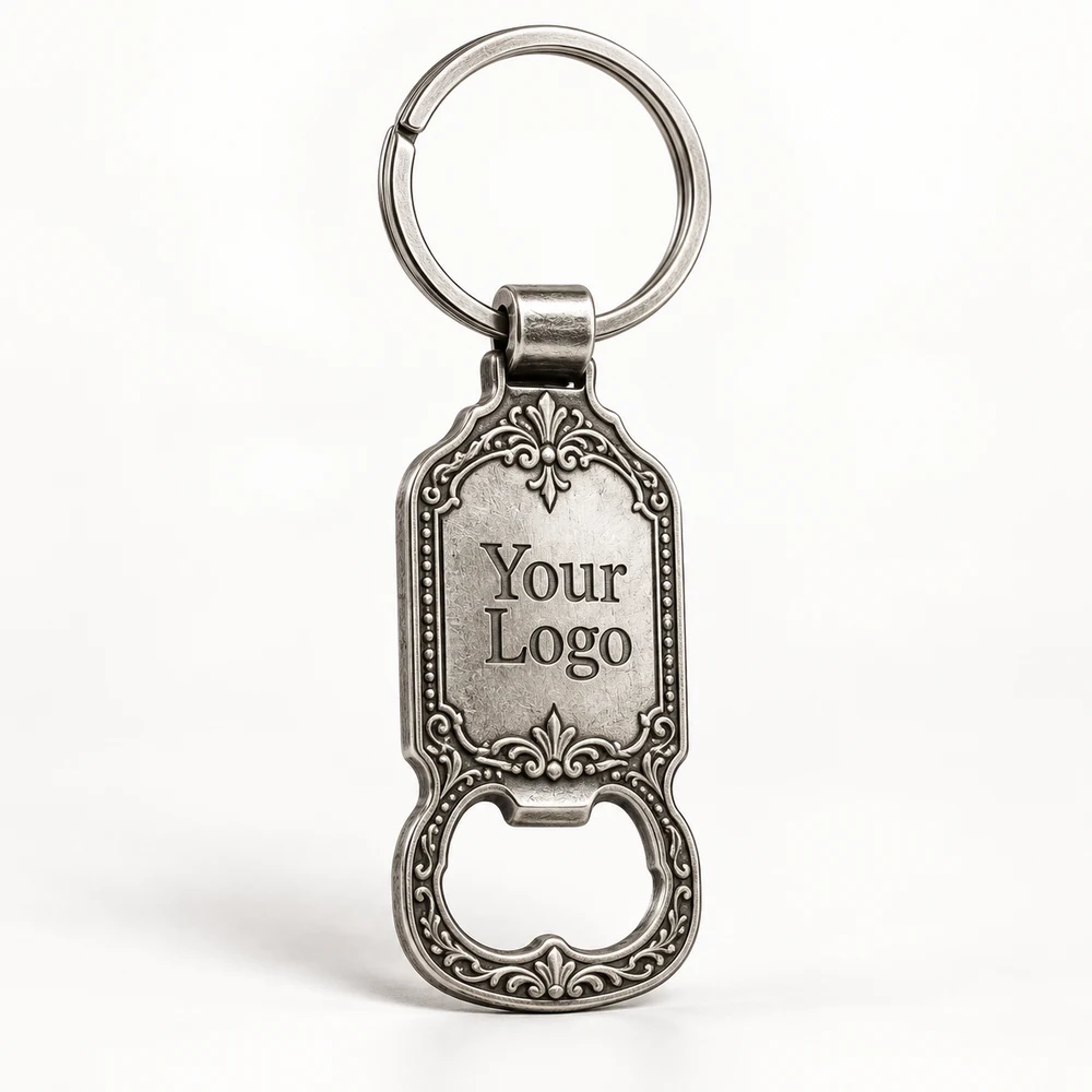 Antique Rectangle Tag Metal Keychain